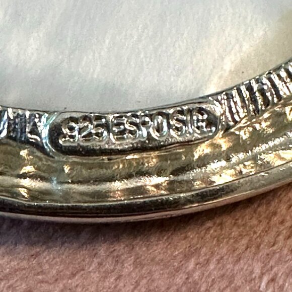 Oval Sterling Silver Snap Pendant By Joseph Esposito Braided Edge Peach Orange - Picture 4 of 6